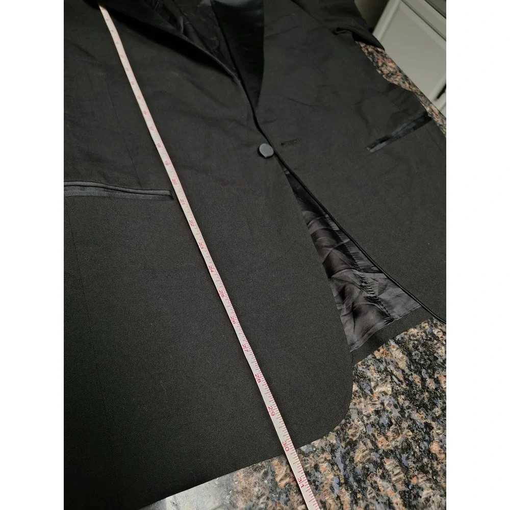 Courreges Homme Paris Mens Black 100% Wool Tuxedo Jacket Velvet Peak Lapel USA